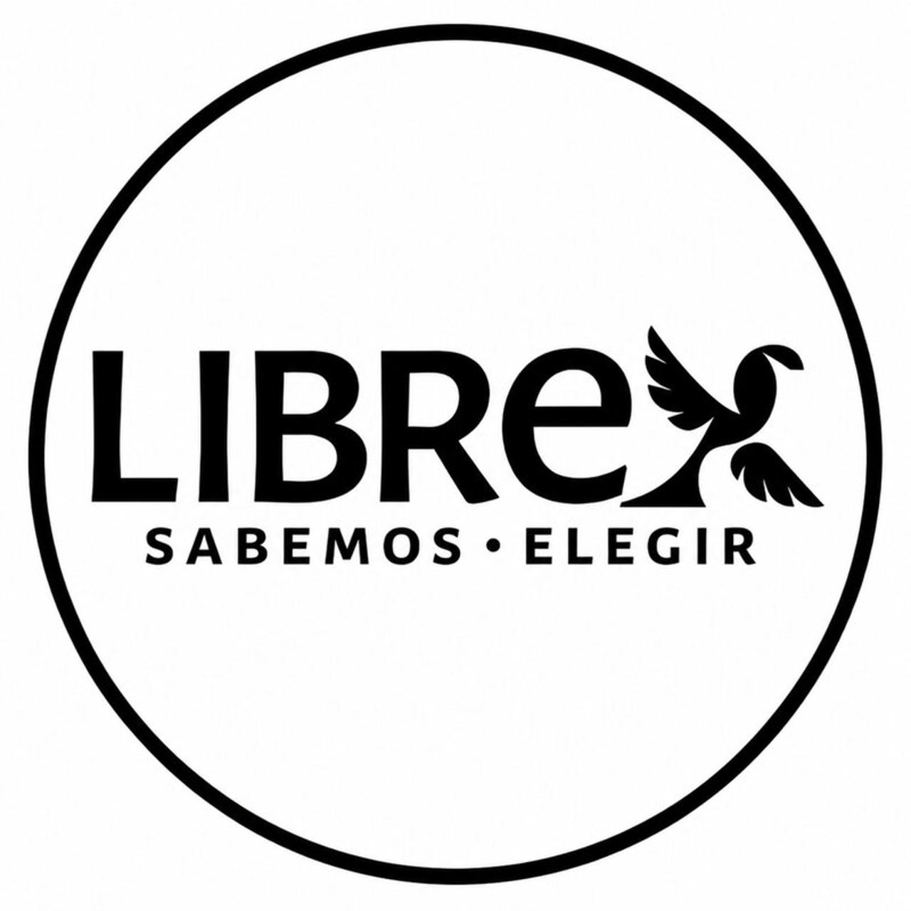 Logo circular de Librex con el símbolo del ave integrado en la X y el lema Sabemos elegir